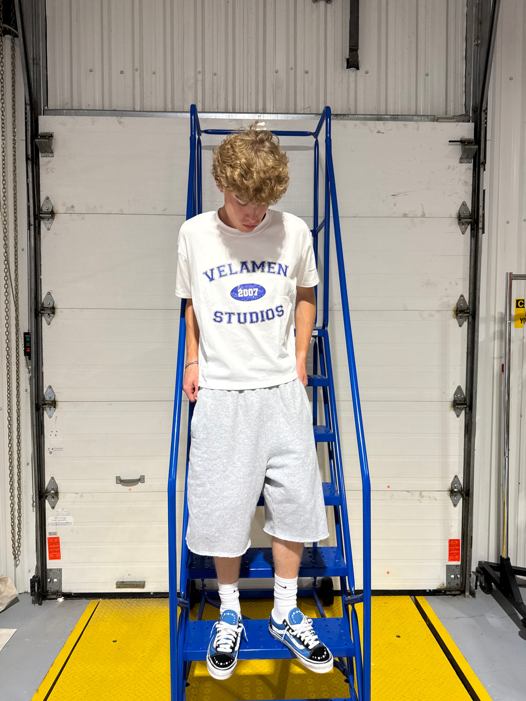 "Blue/White Varsity Tee"