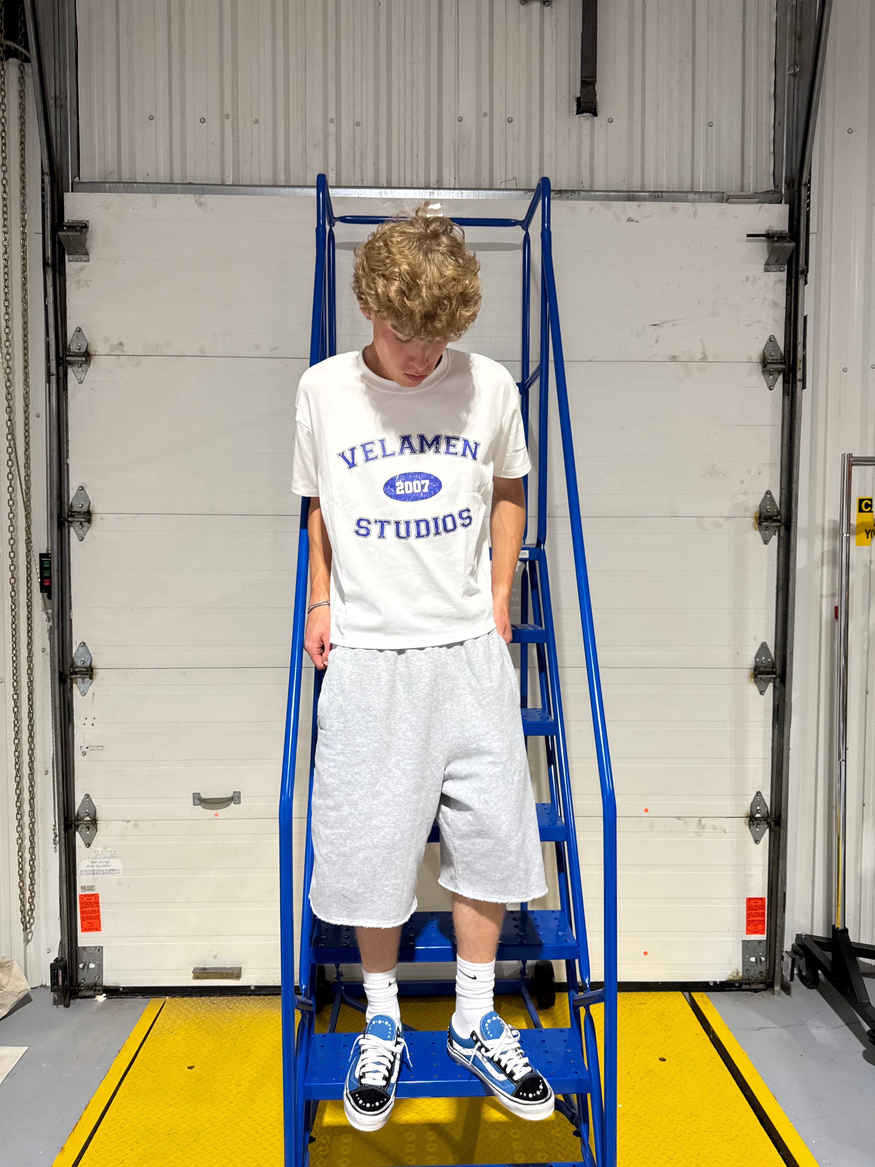 "Blue/White Varsity Tee"