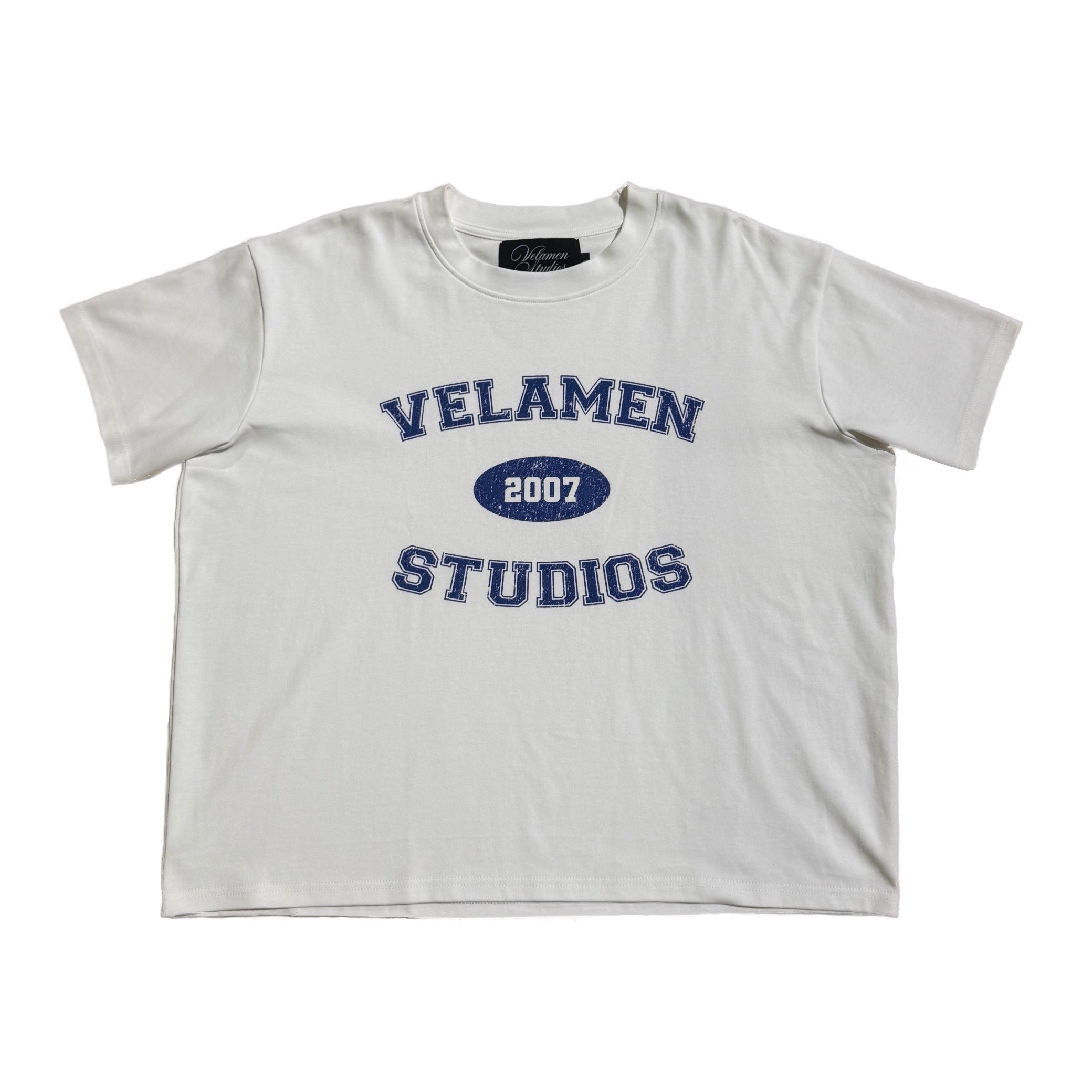"Blue/White Varsity Tee"